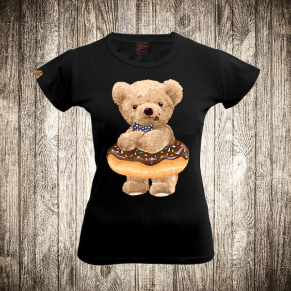 zenska majica boja crna slika meda teddy bear 104 krofna