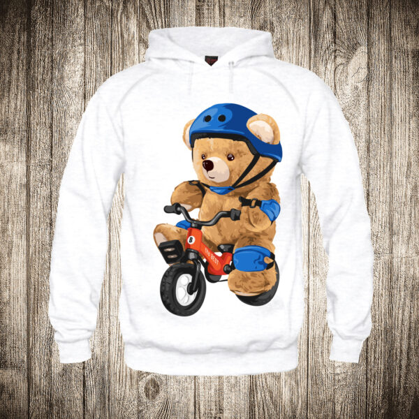 duks sa kapuljacom boja bela slika meda teddy bear 106 mini bicikl