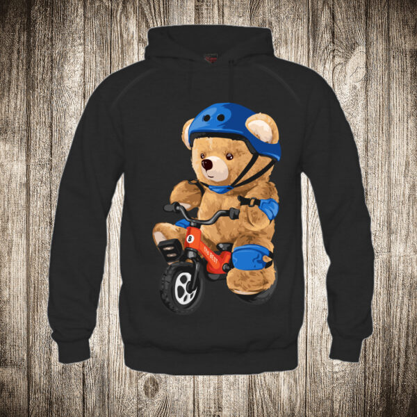 duks sa kapuljacom boja crna slika meda teddy bear 106 mini bicikl