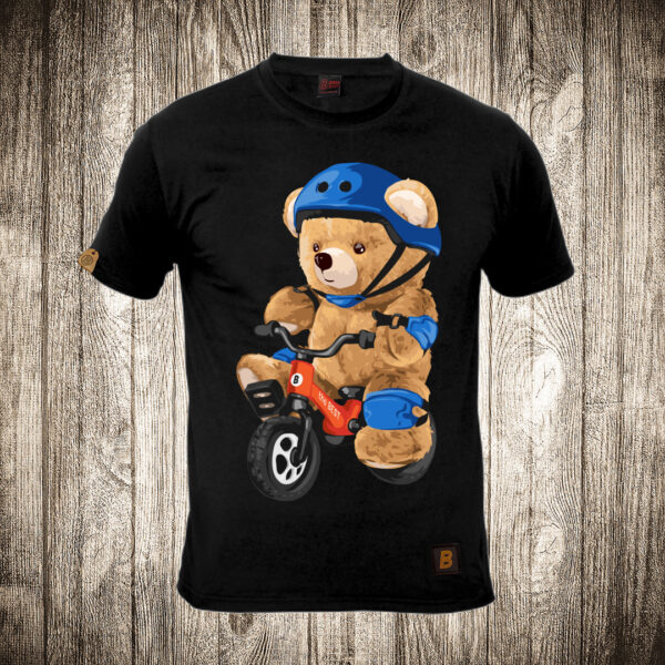 muska majica boja crna slika meda teddy bear 106 mini bicikl