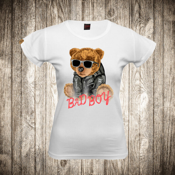 zenska majica boja bela slika meda teddy bear 108 bad boy