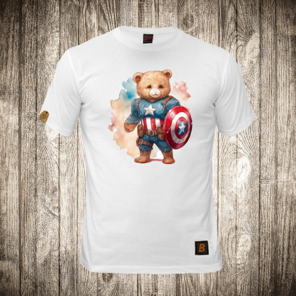 decija majica boja bela slika meda teddy bear 112 superhero kapetan amerika