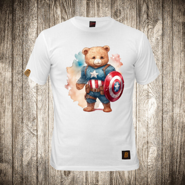 muska majica boja bela slika meda teddy bear 112 superhero kapetan amerika