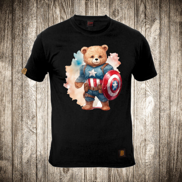 muska majica boja crna slika meda teddy bear 112 superhero kapetan amerika