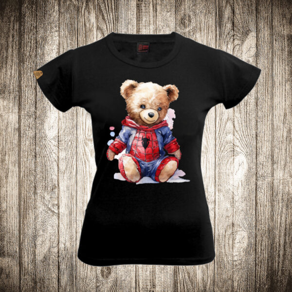 zenska majica boja crna slika meda teddy bear 114 superhero spajdermen