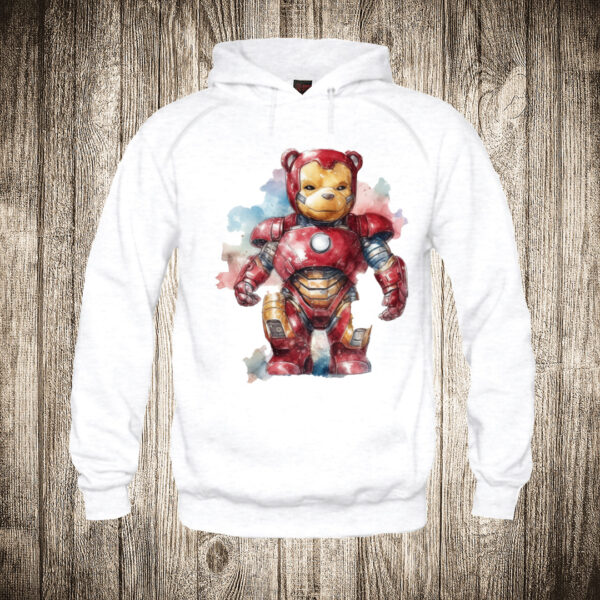 duks sa kapuljacom boja bela slika meda teddy bear 115 superhero iron man