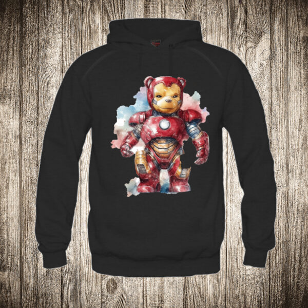 duks sa kapuljacom boja crna slika meda teddy bear 115 superhero iron man