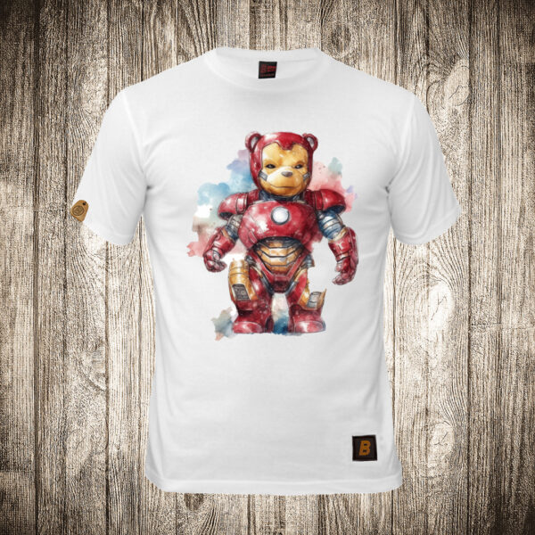 muska majica boja bela slika meda teddy bear 115 superhero iron man