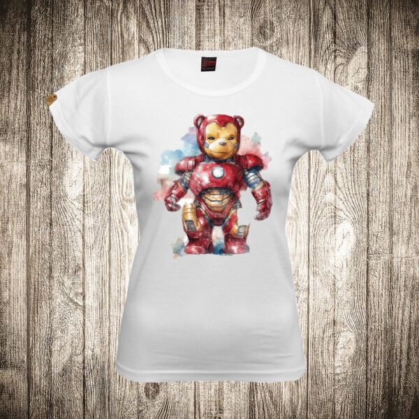 zenska majica boja bela slika meda teddy bear 115 superhero iron man