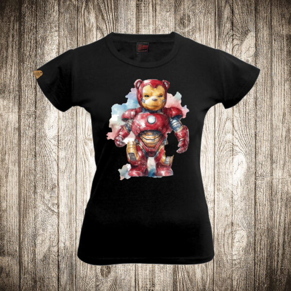 zenska majica boja crna slika meda teddy bear 115 superhero iron man