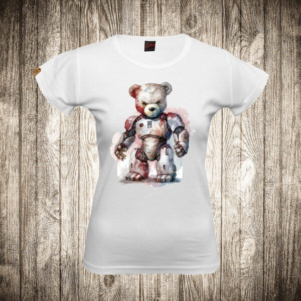 zenska majica boja bela slika meda teddy bear 117 superhero robocap