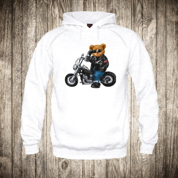 deciji duks boja bela slika meda teddy bear 12 motorista