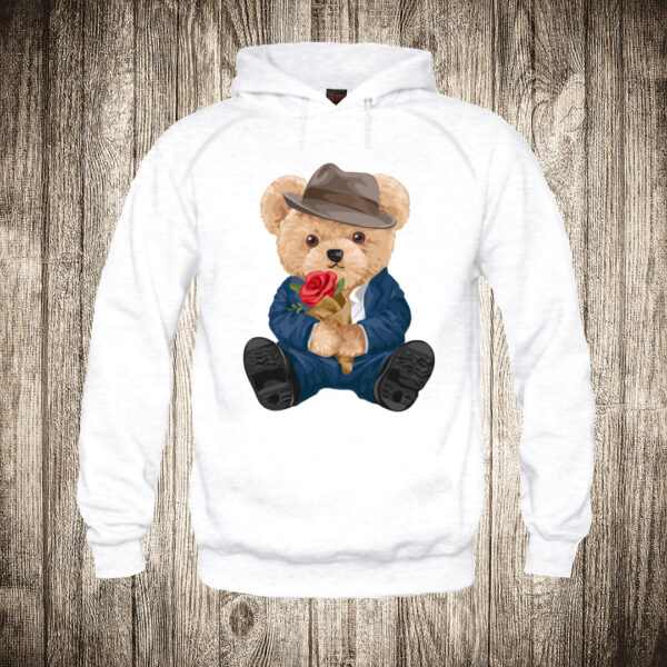 deciji duks boja bela slika meda teddy bear 121 ruza 2