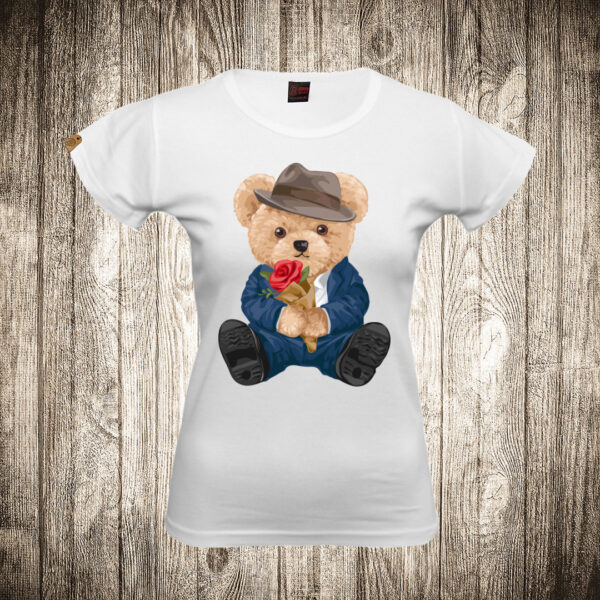 zenska majica boja bela slika meda teddy bear 121 ruza 2