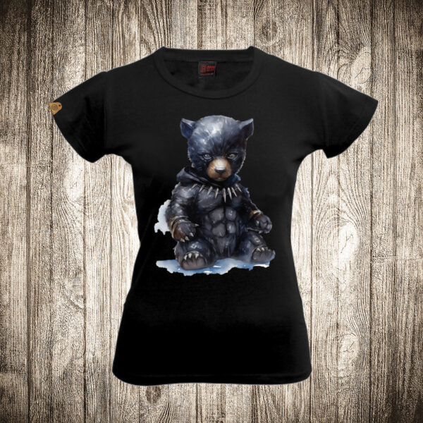 zenska majica boja crna slika meda teddy bear 121 superhero black panther