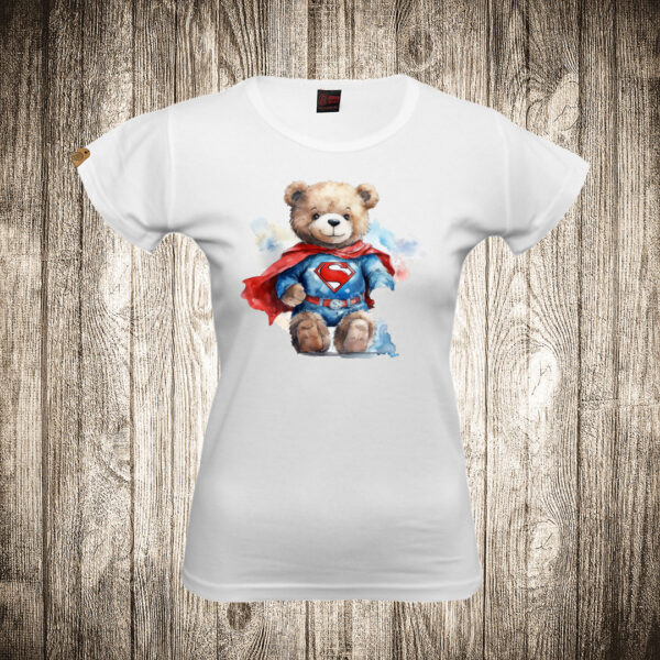 zenska majica boja bela slika meda teddy bear 122 superhero supermen