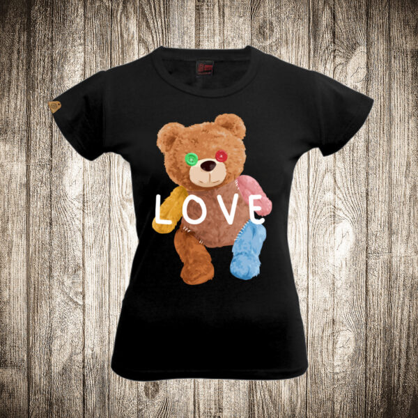 zenska majica boja crna slika meda teddy bear 127 love 2