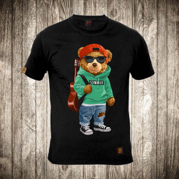 muska majica boja crna slika meda teddy bear 132 gitara