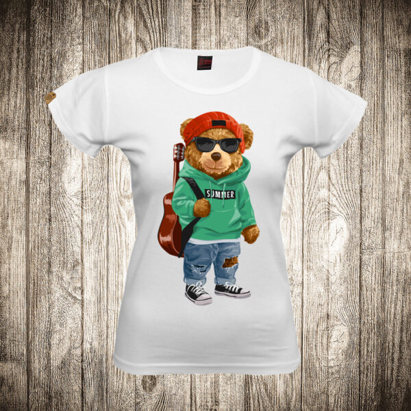 zenska majica boja bela slika meda teddy bear 132 gitara