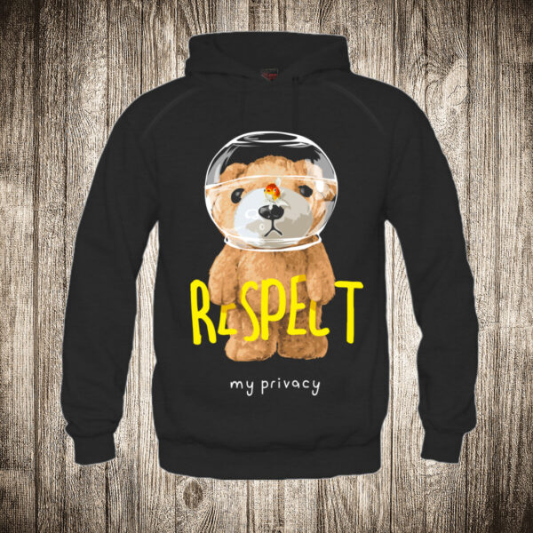 duks sa kapuljacom boja crna slika meda teddy bear 22 respect