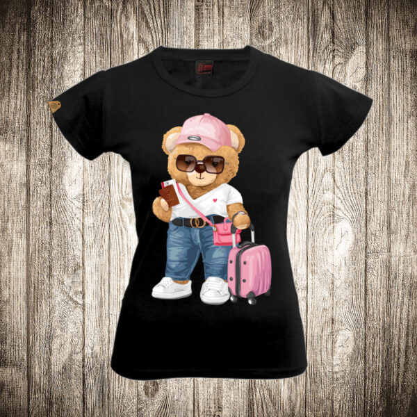 zenska majica boja crna slika meda teddy bear 4 zenski teddy roze