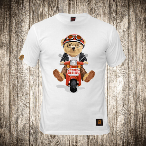 decija majica boja bela slika meda teddy bear 51 motorista