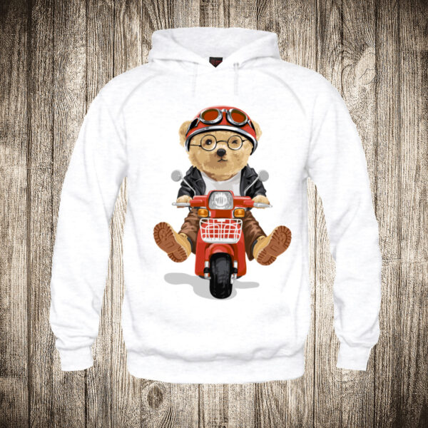 duks sa kapuljacom boja bela slika meda teddy bear 51 motorista