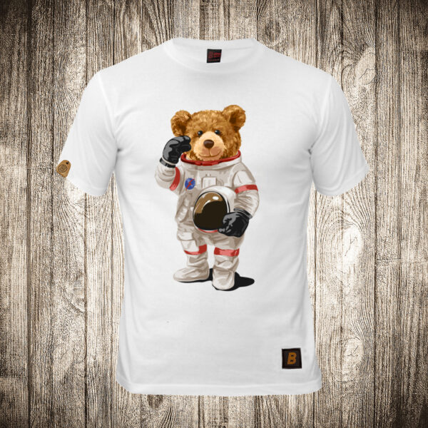 muska majica boja bela slika meda teddy bear 60 astronaut