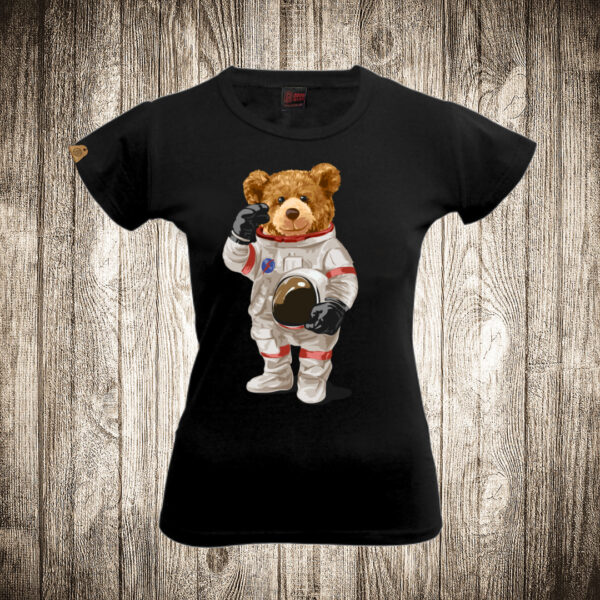 zenska majica boja crna slika meda teddy bear 60 astronaut