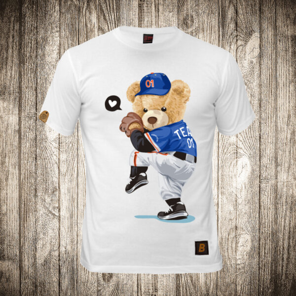 muska majica boja bela slika meda teddy bear 63 bejzbol