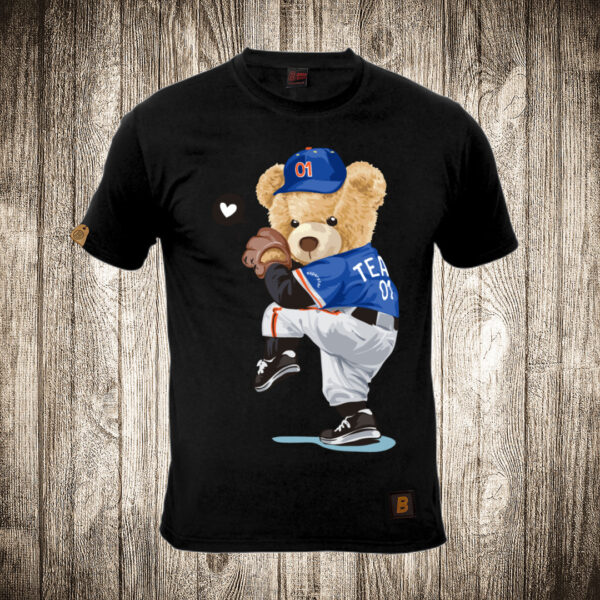 muska majica boja crna slika meda teddy bear 63 bejzbol