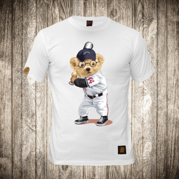 decija majica boja bela slika meda teddy bear 64 bejzbol 2
