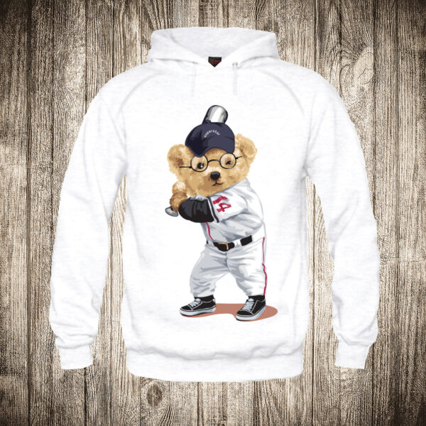 duks sa kapuljacom boja bela slika meda teddy bear 64 bejzbol 2