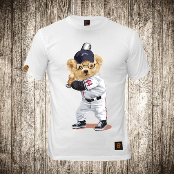 muska majica boja bela slika meda teddy bear 64 bejzbol 2