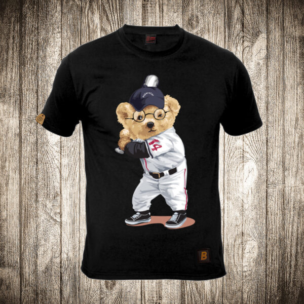 muska majica boja crna slika meda teddy bear 64 bejzbol 2