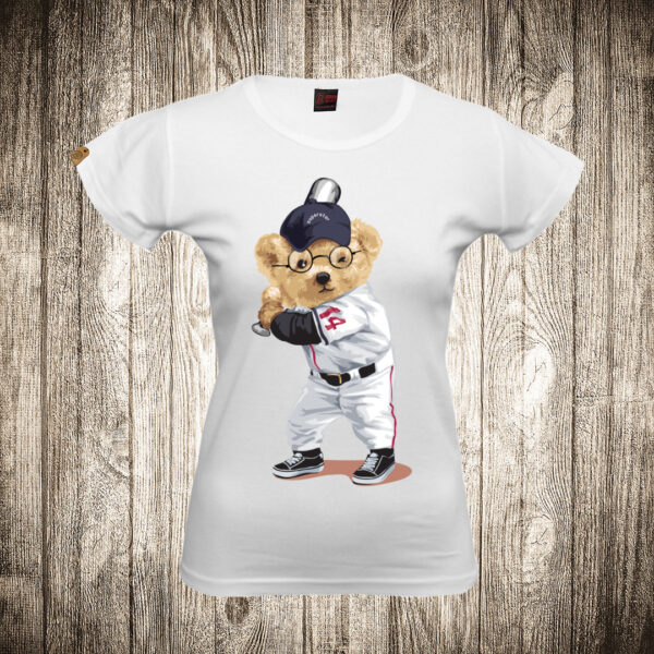 zenska majica boja bela slika meda teddy bear 64 bejzbol 2
