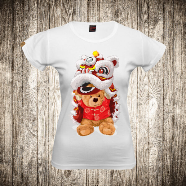 zenska majica boja bela slika meda teddy bear 68 kineski zmaj