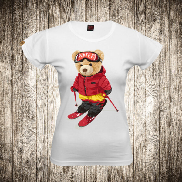 zenska majica boja bela slika meda teddy bear 7 skijas