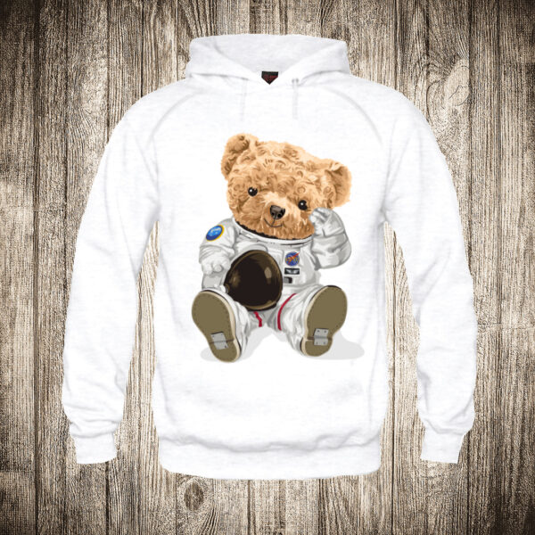 duks sa kapuljacom boja bela slika meda teddy bear 72 astronaut 2