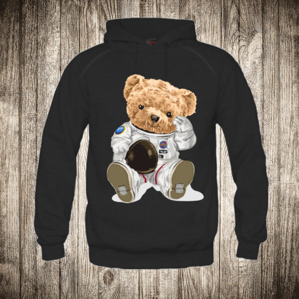 duks sa kapuljacom boja crna slika meda teddy bear 72 astronaut 2