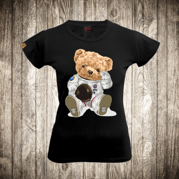 zenska majica boja crna slika meda teddy bear 72 astronaut 2