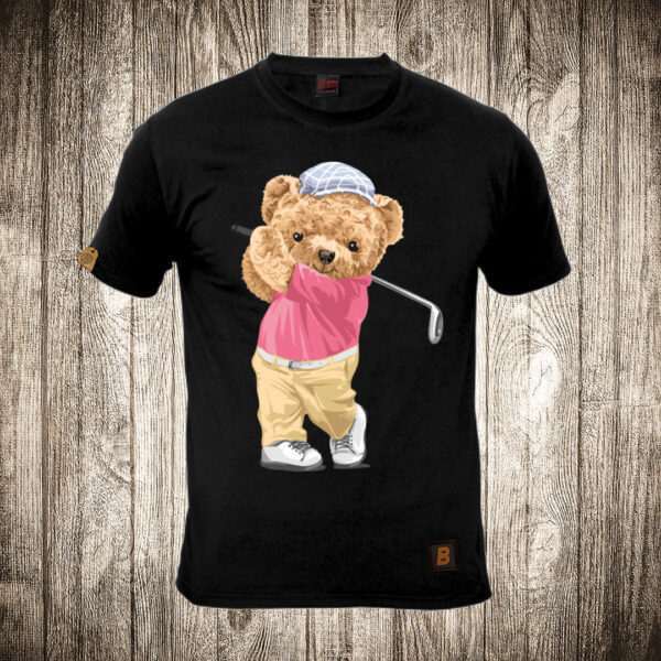 muska majica boja crna slika meda teddy bear 77 golfer