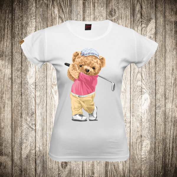 zenska majica boja bela slika meda teddy bear 77 golfer