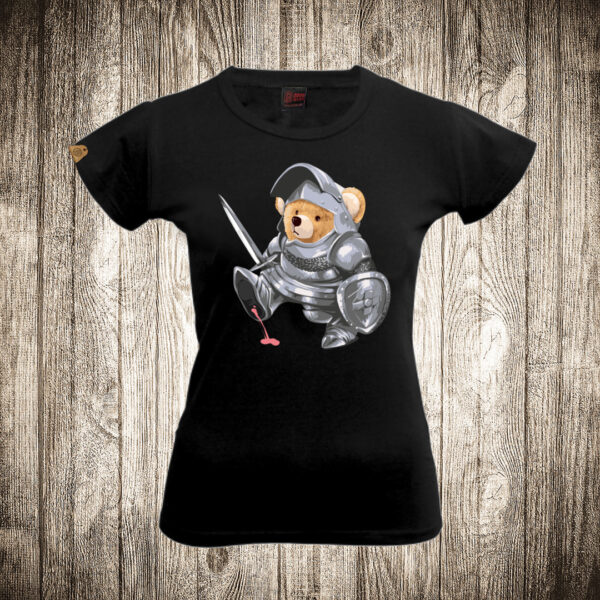 zenska majica boja crna slika meda teddy bear 8 vitez