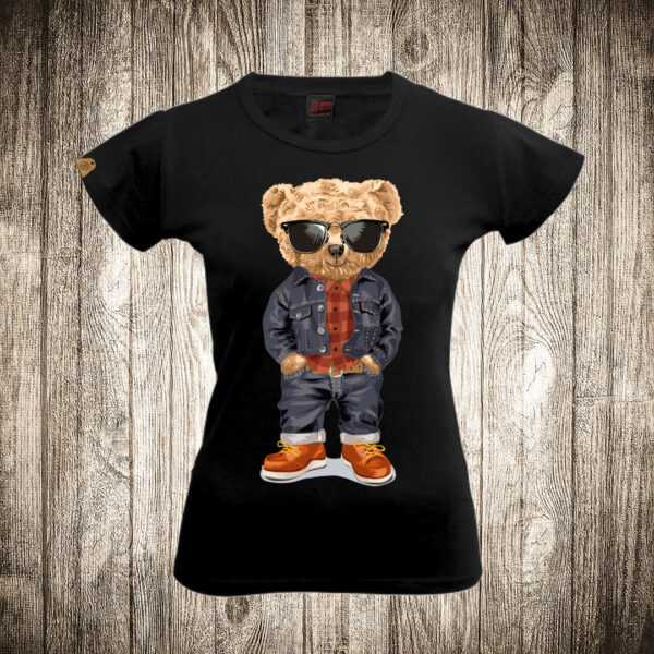 zenska majica boja crna slika meda teddy bear 85