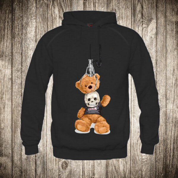 duks sa kapuljacom boja crna slika meda teddy bear 86 kostur