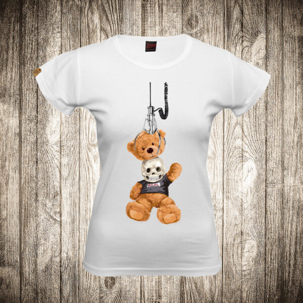 zenska majica boja bela slika meda teddy bear 86 kostur