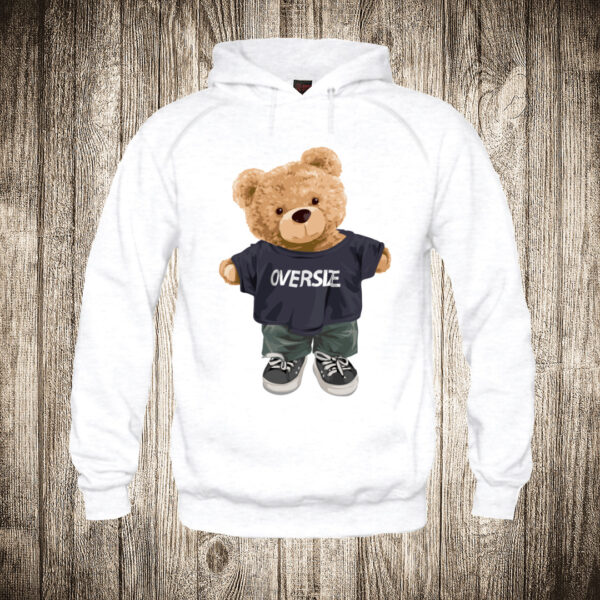 deciji duks boja bela slika meda teddy bear 89 oversized