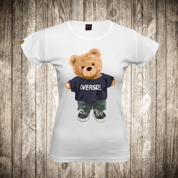 zenska majica boja bela slika meda teddy bear 89 oversized