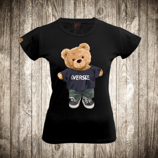 zenska majica boja crna slika meda teddy bear 89 oversized
